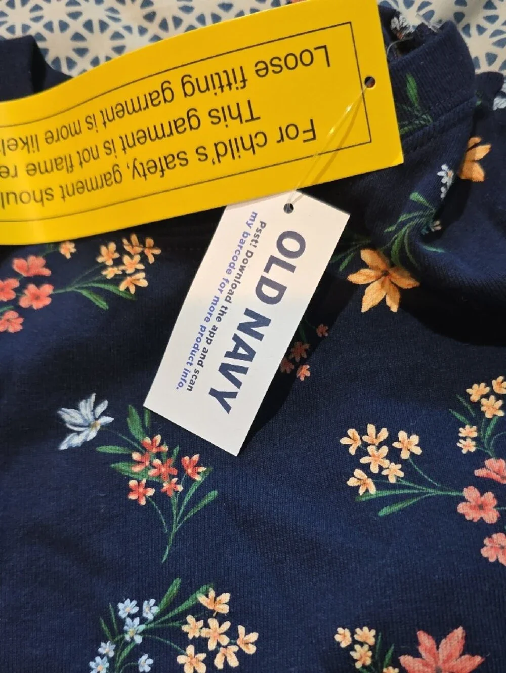 Old Navy Navy Floral Short Sleeve Pajama Set